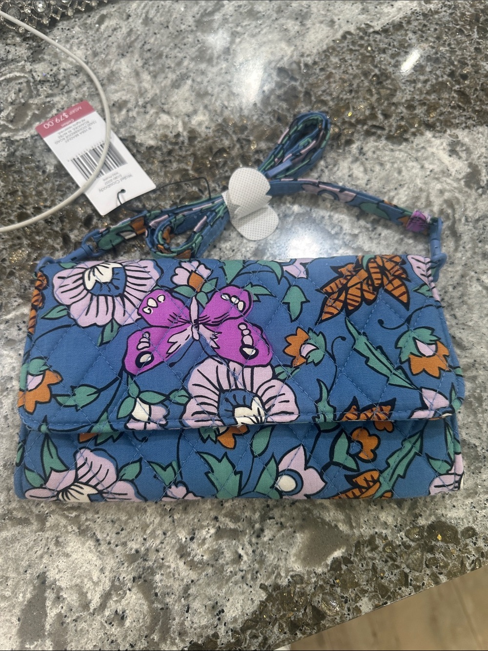 BRAND NEW Vera Bradley Blue Floral Quilted Crossbody